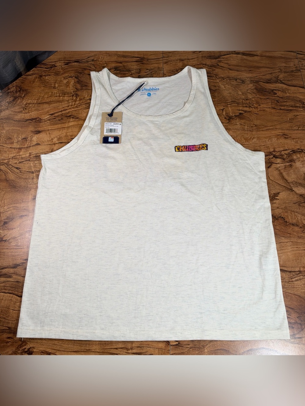 NWT Chubbies The Wind
Slammer Tank Top Men's XL
Oatmeal Heather